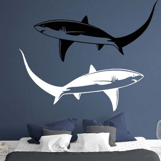 Thresher Shark wall decal on a bedroom wall.