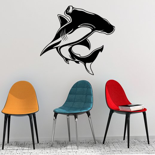 Hammerhead Shark Wall Decal | 40- 70 | Many Colors | Left/Right Facing