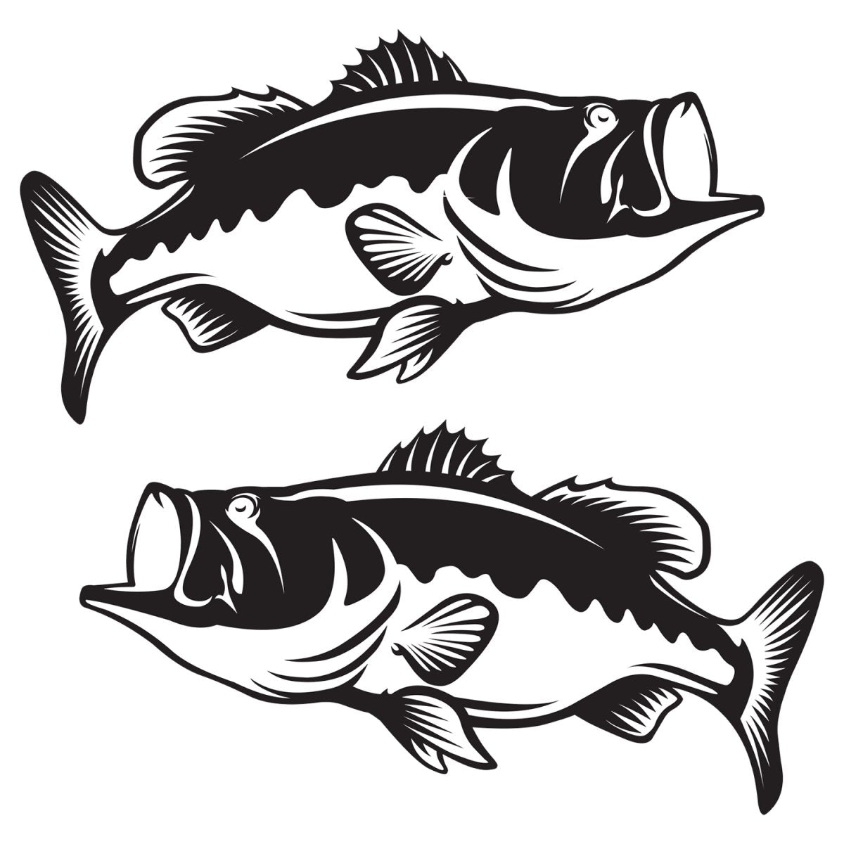 bass fish clip art black and white