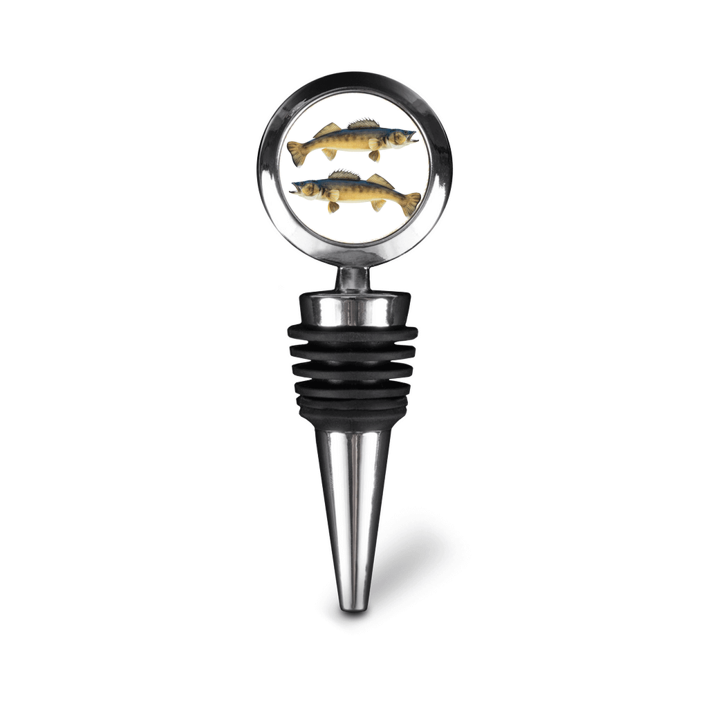 Walleye fish bottle stopper in durable zinc alloy for kitchen or event decor, perfect as a wedding or housewarming gift