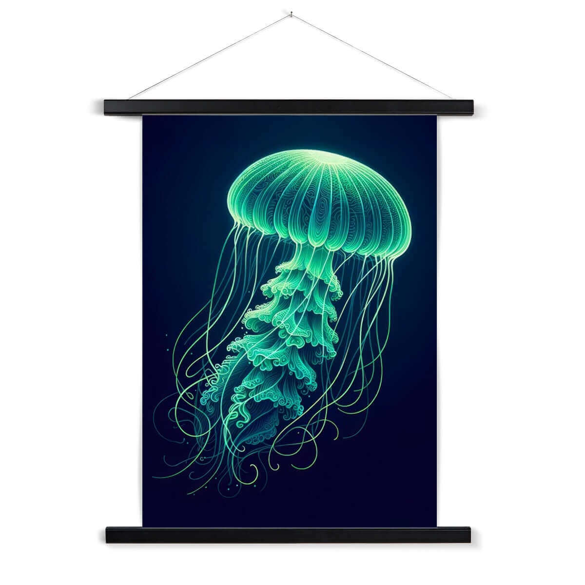 Glowing Green Jellyfish | Hanging Print