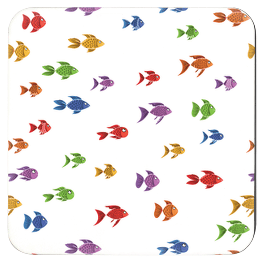 Colorful Fish Pattern Coaster from Vibrant Coasters Set of 6 – Perfect Fish Drink Coasters for Any Table Décor