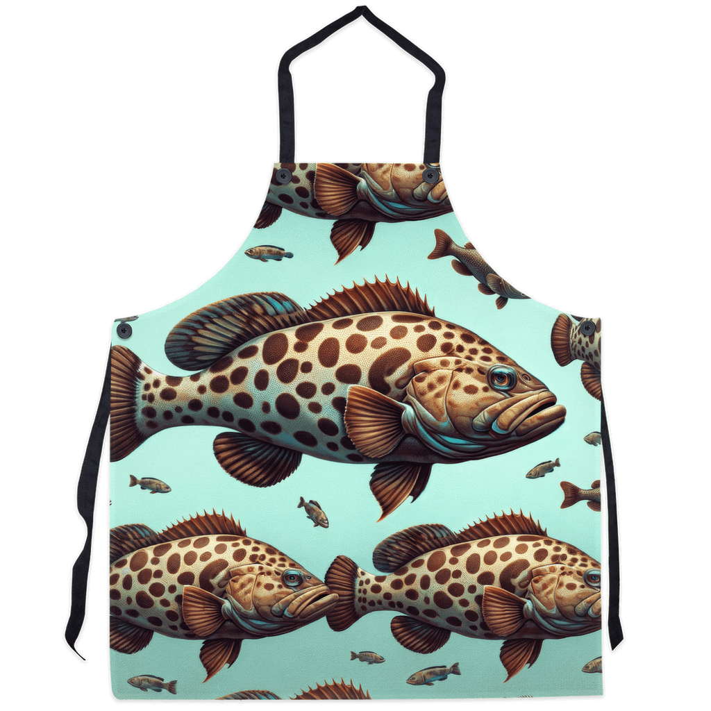 Apron with colorful Grouper fish pattern, perfect for marine life lovers and fishing enthusiasts