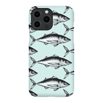 Fish pattern phone case with blue background featuring realistic fish illustrations.