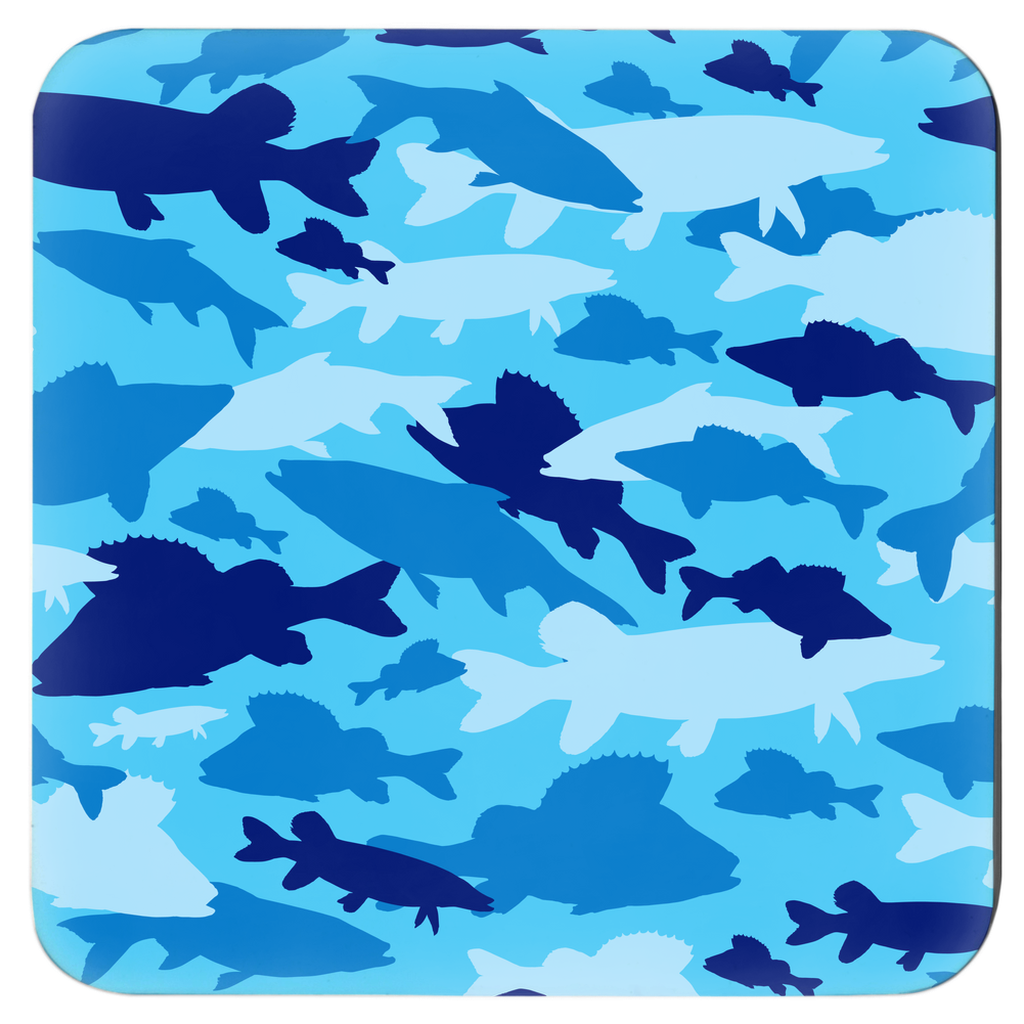 Fish Camo Design | Coasters | Set of 6 | Blue