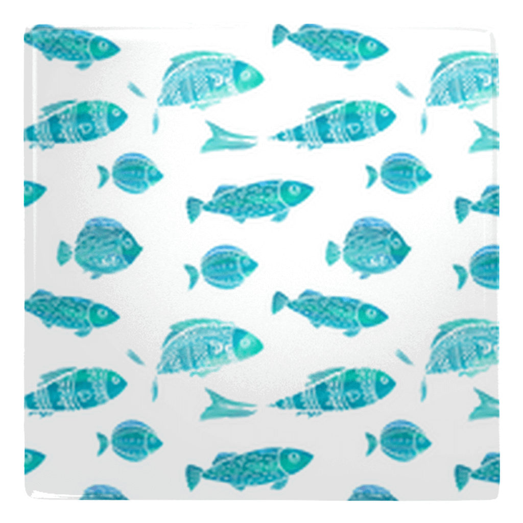 Blue and green fish decor pattern, perfect for fun kitchen magnets and adding aquatic charm to your fridge.