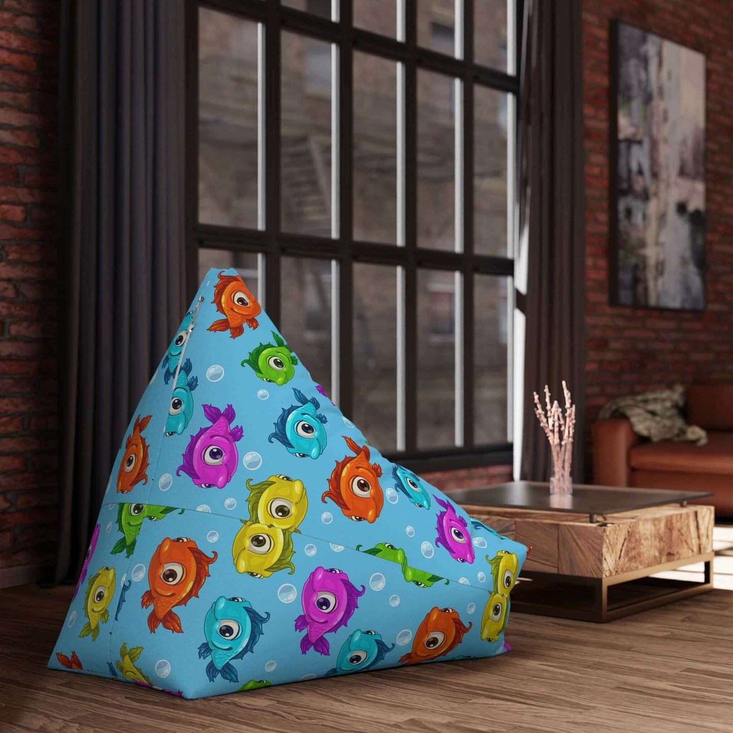 Cartoon Colorful Fish | Bean Bag Chair Cover | Blue