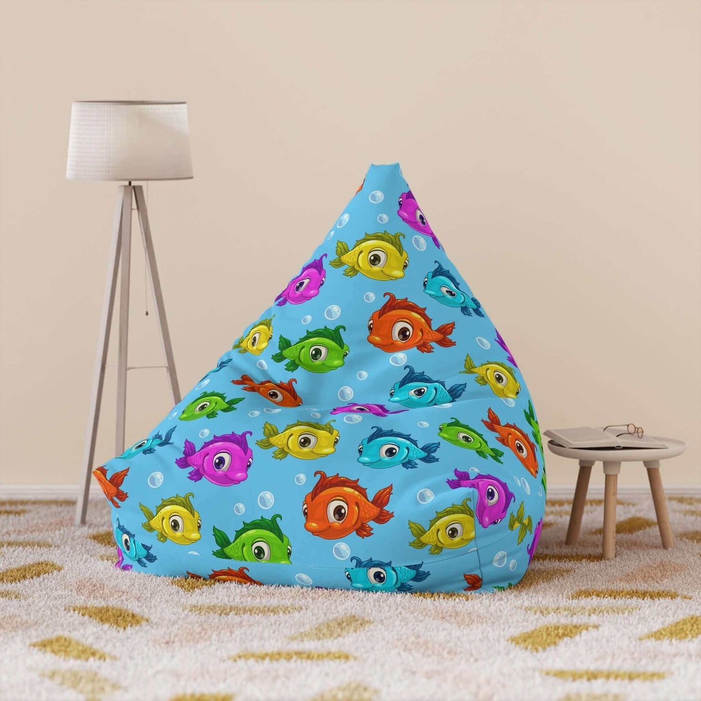 Cartoon Colorful Fish | Bean Bag Chair Cover | Blue