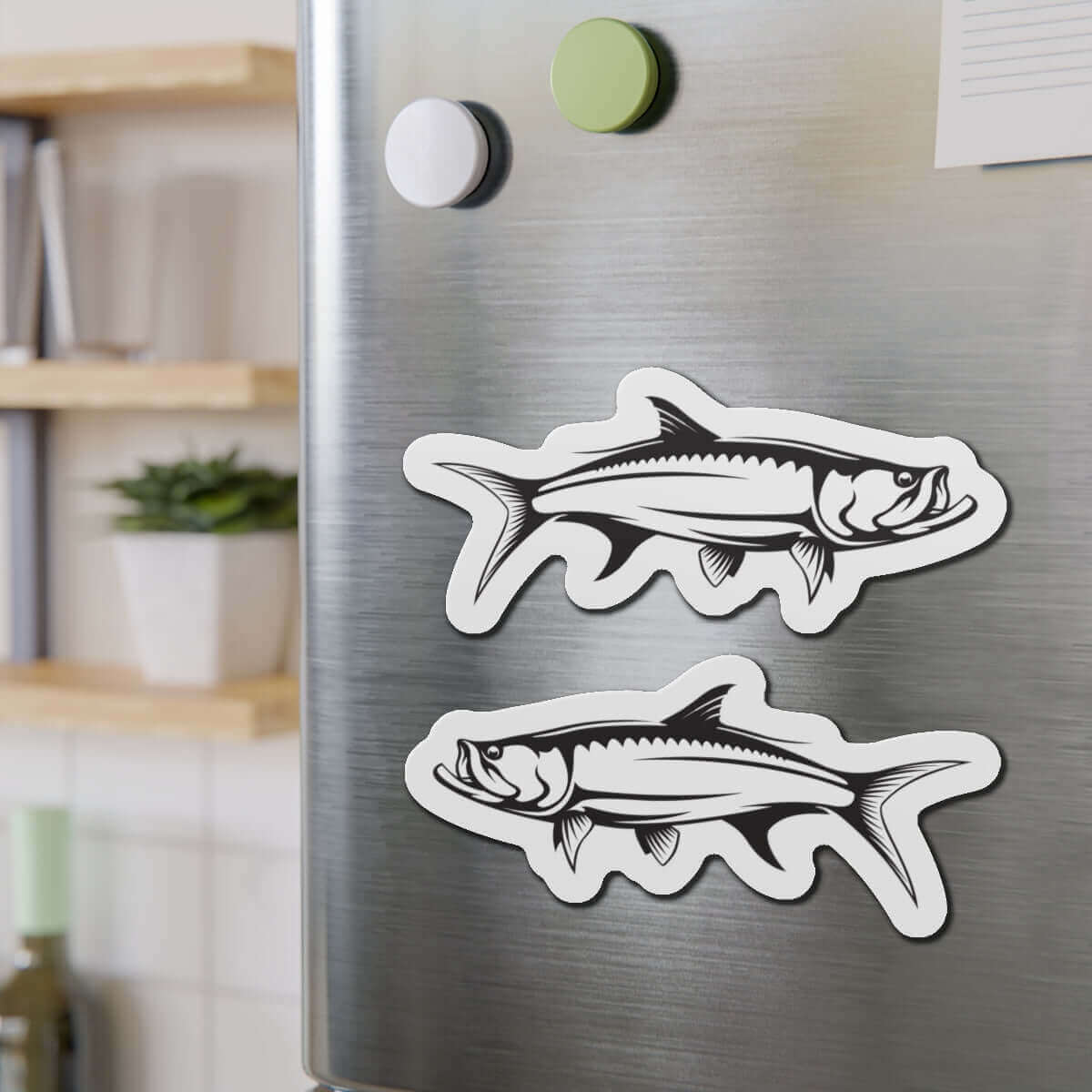 Tarpon Fish Shaped Magnets on Refrigerator for Fun Fish Décor