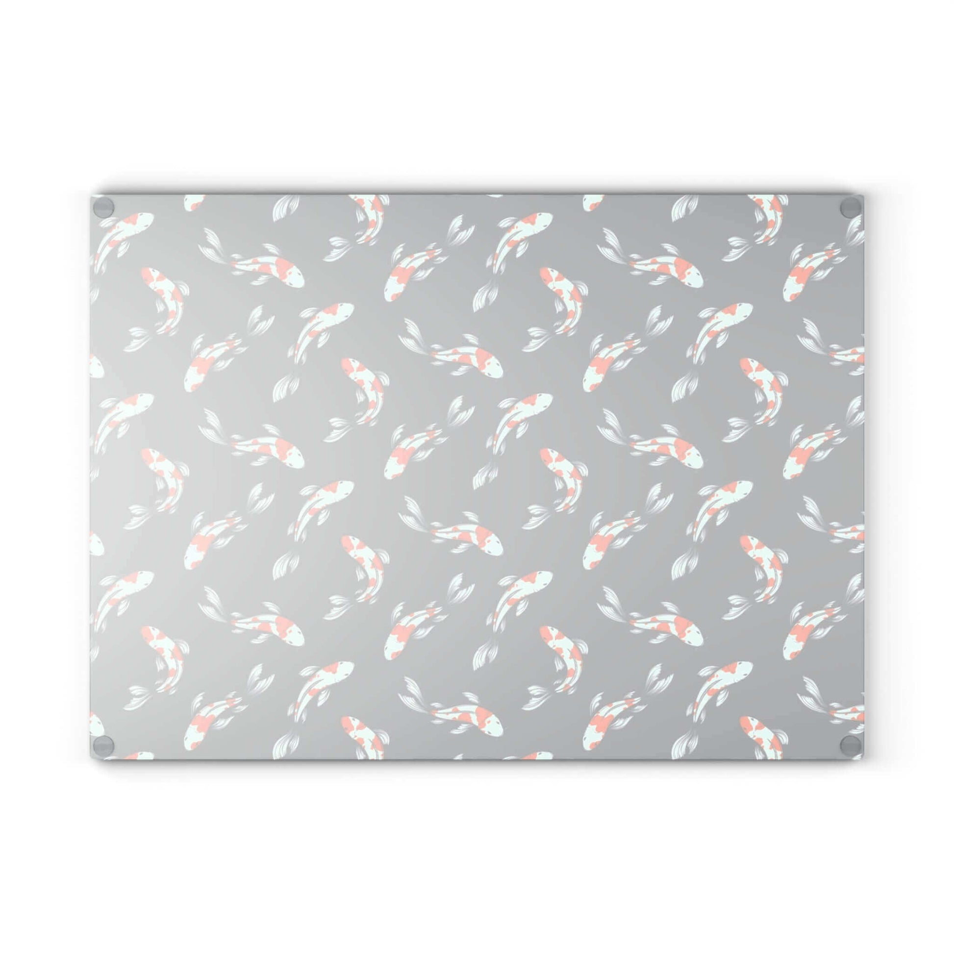 Carp and Koi Fish Glass Cutting Board with vibrant fish design