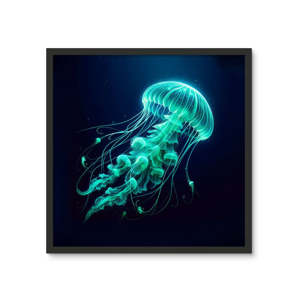 Glowing Jellyfish | Framed Wall Art Tile