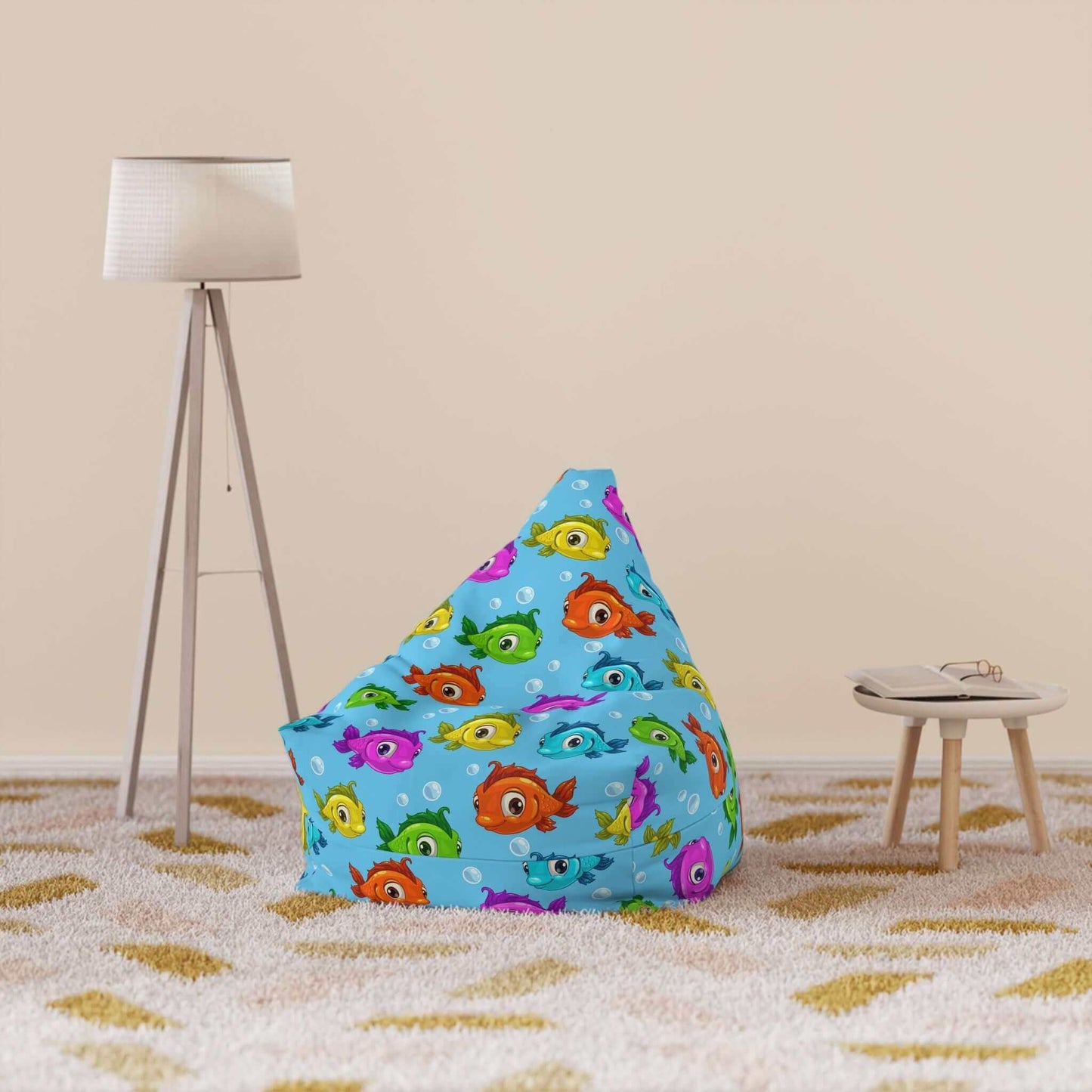 Cartoon Colorful Fish | Bean Bag Chair Cover | Blue