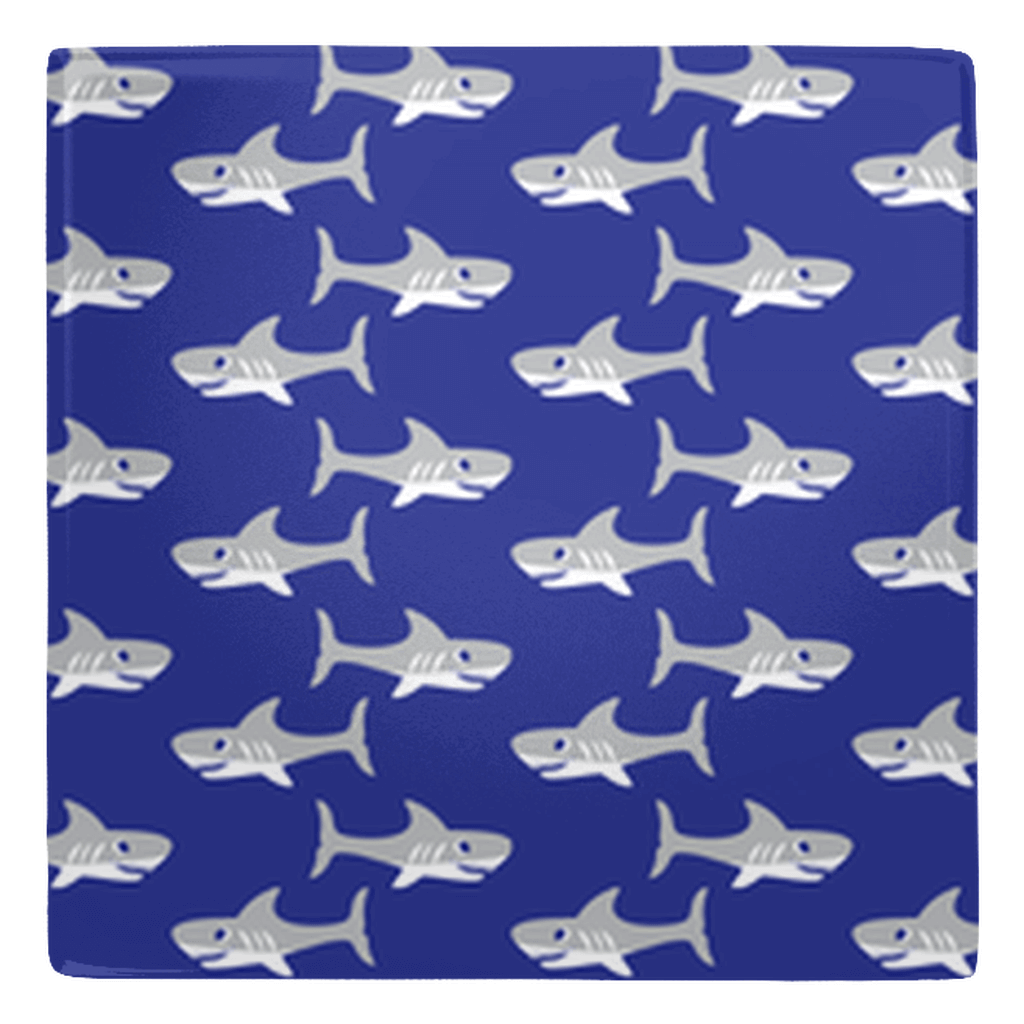 Cute shark patterned metal magnet showcasing fun fish décor for your kitchen.