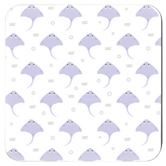 Cute Purple Stingray Pattern on Coasters for Drinks Set