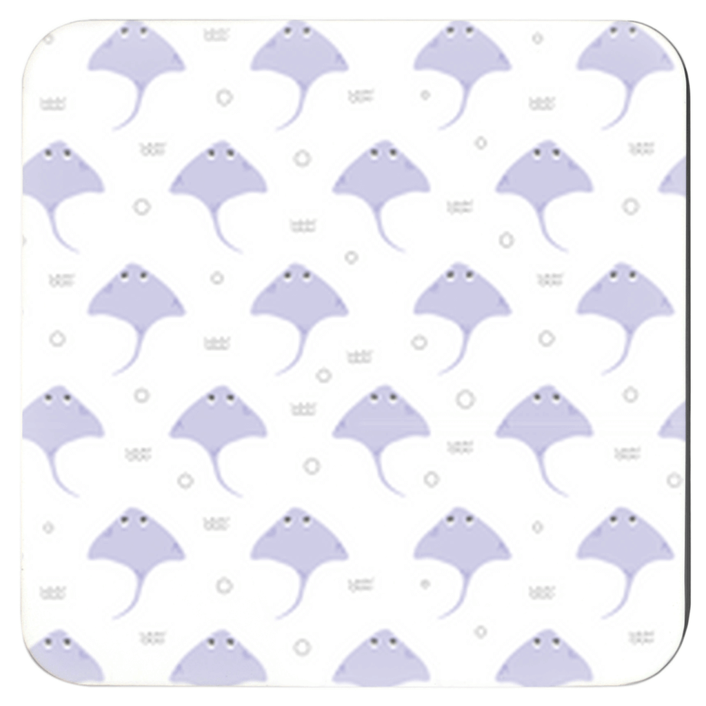 Purple Stingray coasters with cute design, pack of 6 - fish drink coasters for beverages.