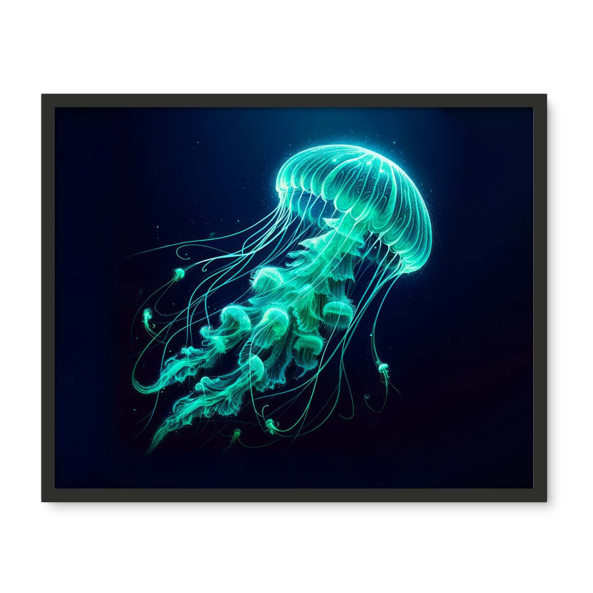 Glowing Jellyfish | Framed Wall Art Tile