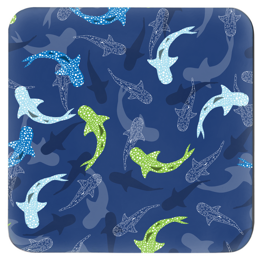 Colorful Blue Reef Sharks | Coasters | Set of 6