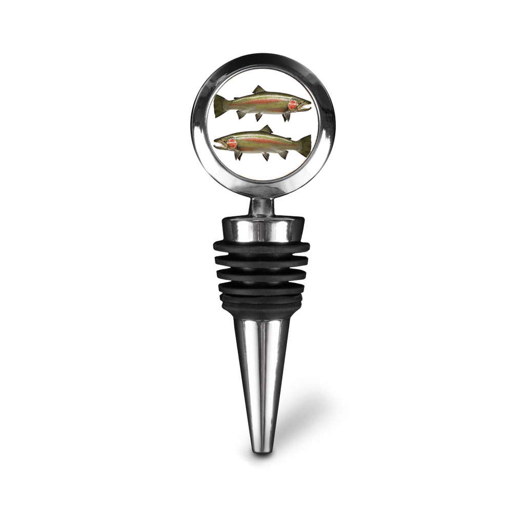 Steelhead Trout Bottle Stopper on white background.