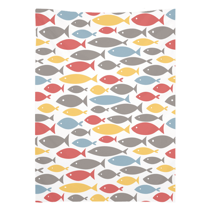 Colorful fish decor wall tapestry with playful fish design for home decor