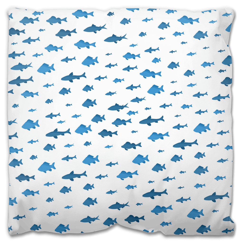 Fish and Shark Design | Outdoor Pillow | White