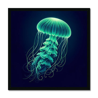 Glowing Green Jellyfish | Framed Print