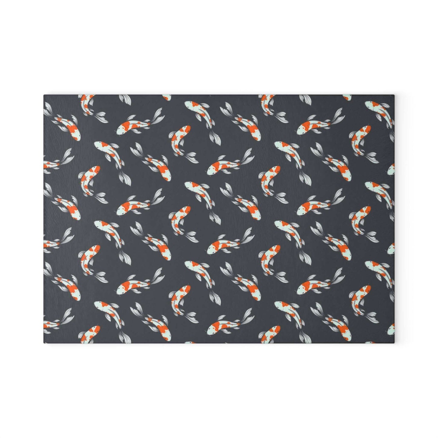 Vibrant Carp and Koi Fish Design Glass Cutting Board for Kitchen Decor