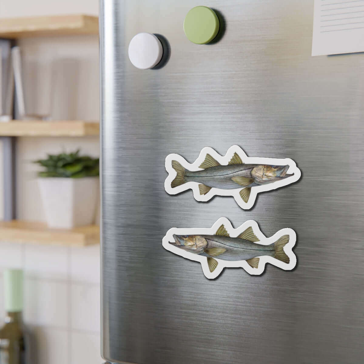 Snook Fish Shaped Magnets on Refrigerator for Fishing Enthusiasts