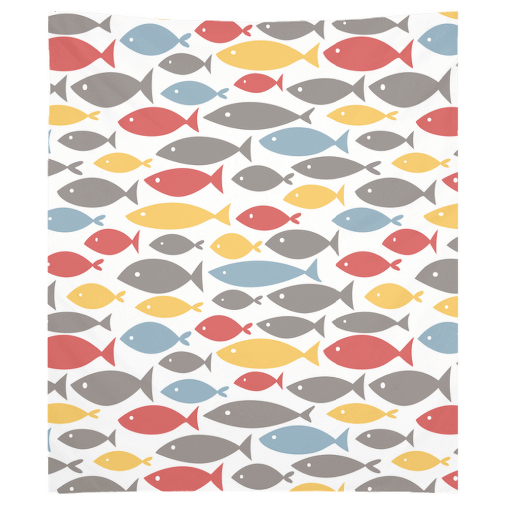 Vibrant fish decor wall tapestry with colorful fish design for stylish home decor.