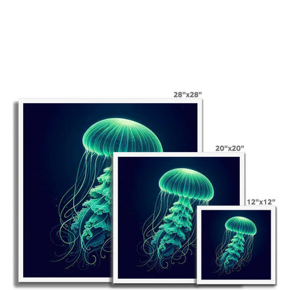 Glowing Green Jellyfish | Framed Print