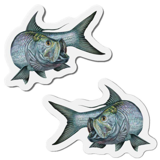 Tarpon fish shaped magnets with left and right-facing designs, perfect for fish décor and fun fridge magnets enthusiasts.