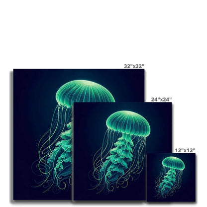 Glowing Green Jellyfish |Wrapped Canvas