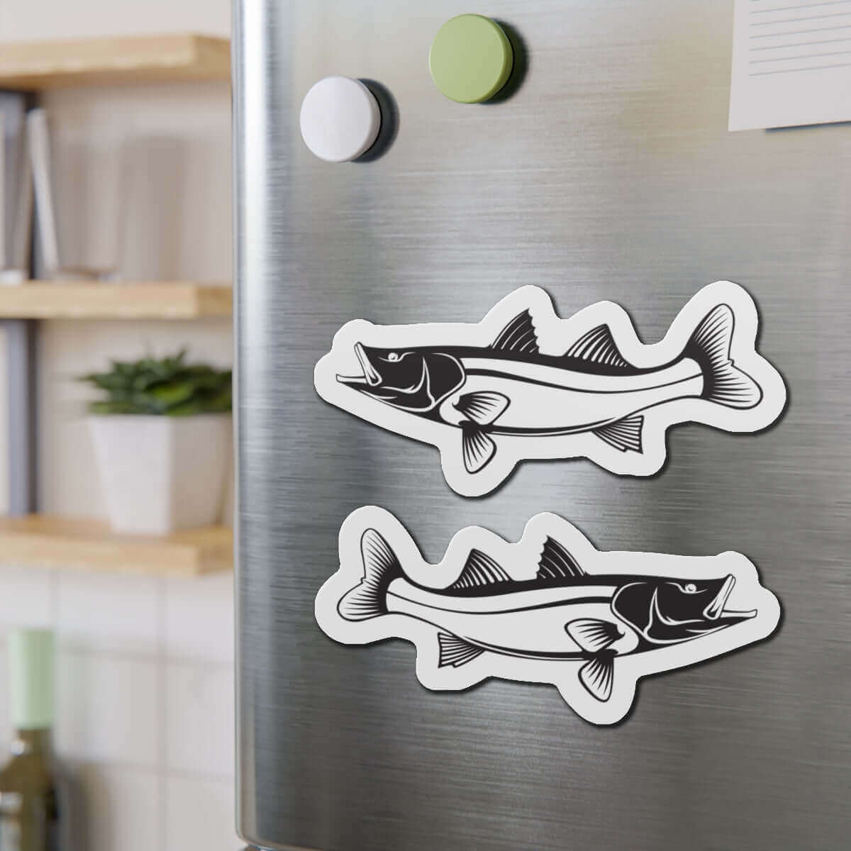 Snook Fish Shaped Magnets on Fridge - Fun Kitchen Magnets for Fishing Fans