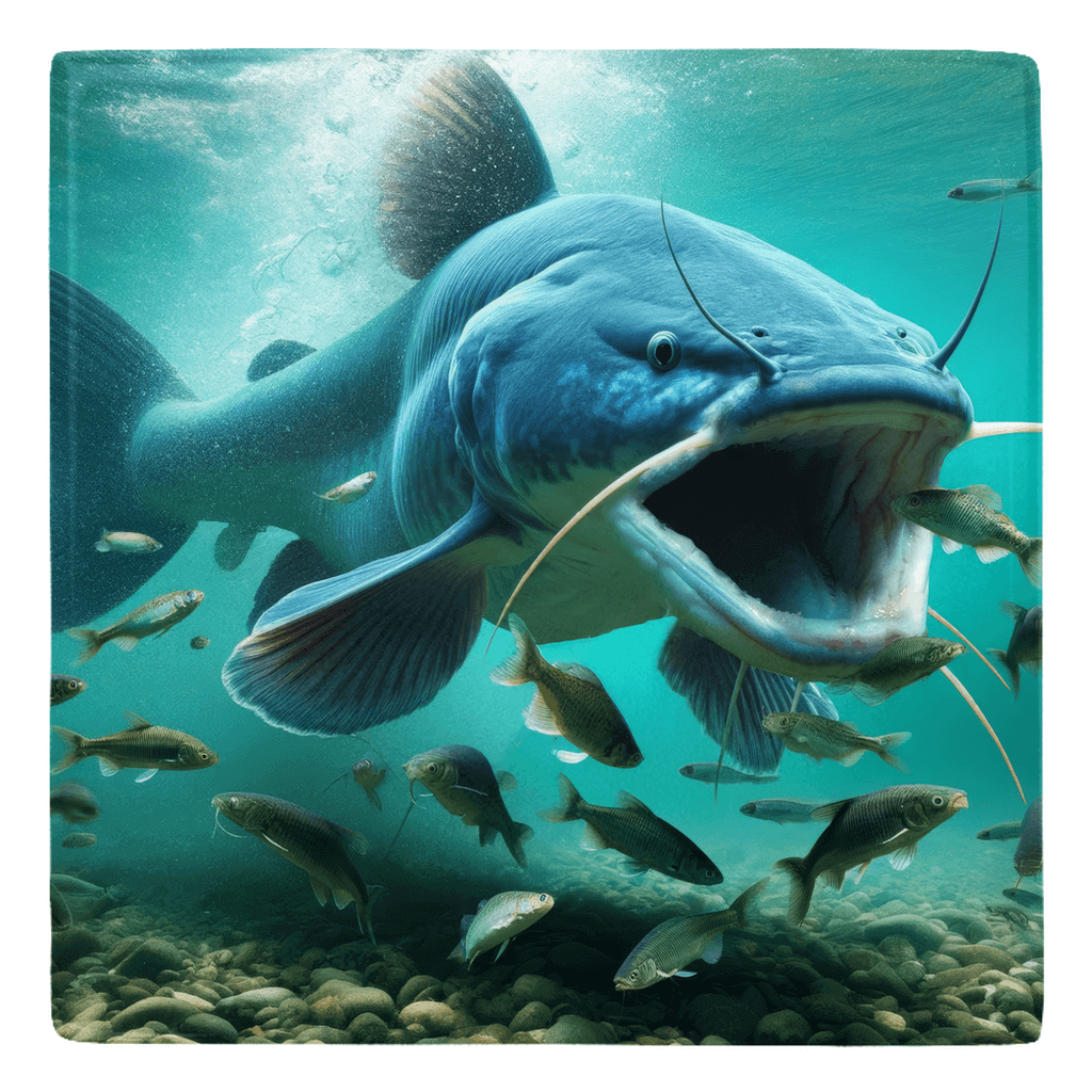 Giant catfish swimming with smaller fish, adding a splash of fish décor to your space.