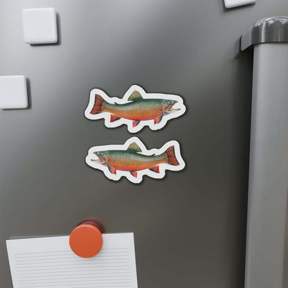 Brook Trout fish-shaped magnets add outdoor flair to a fridge.