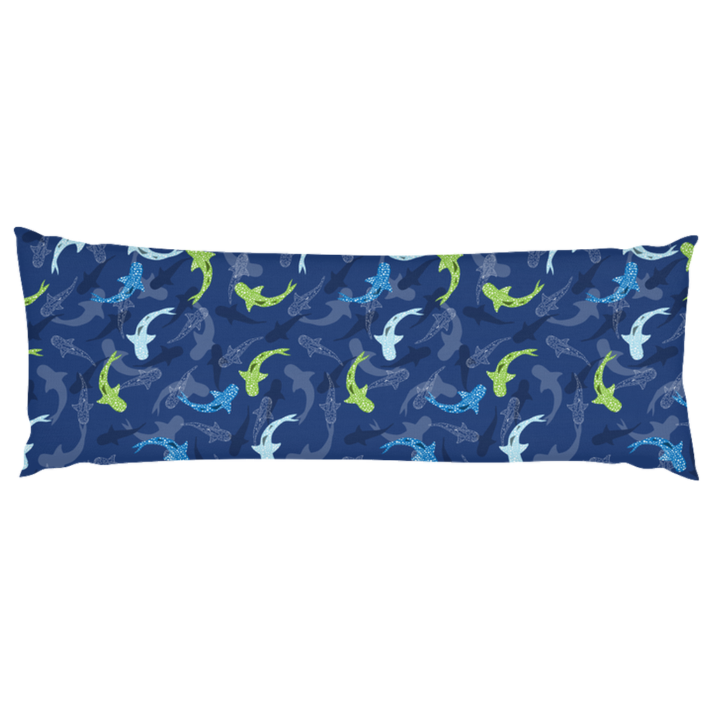 Reef Sharks Design Body Pillow, back - madfishlab.com