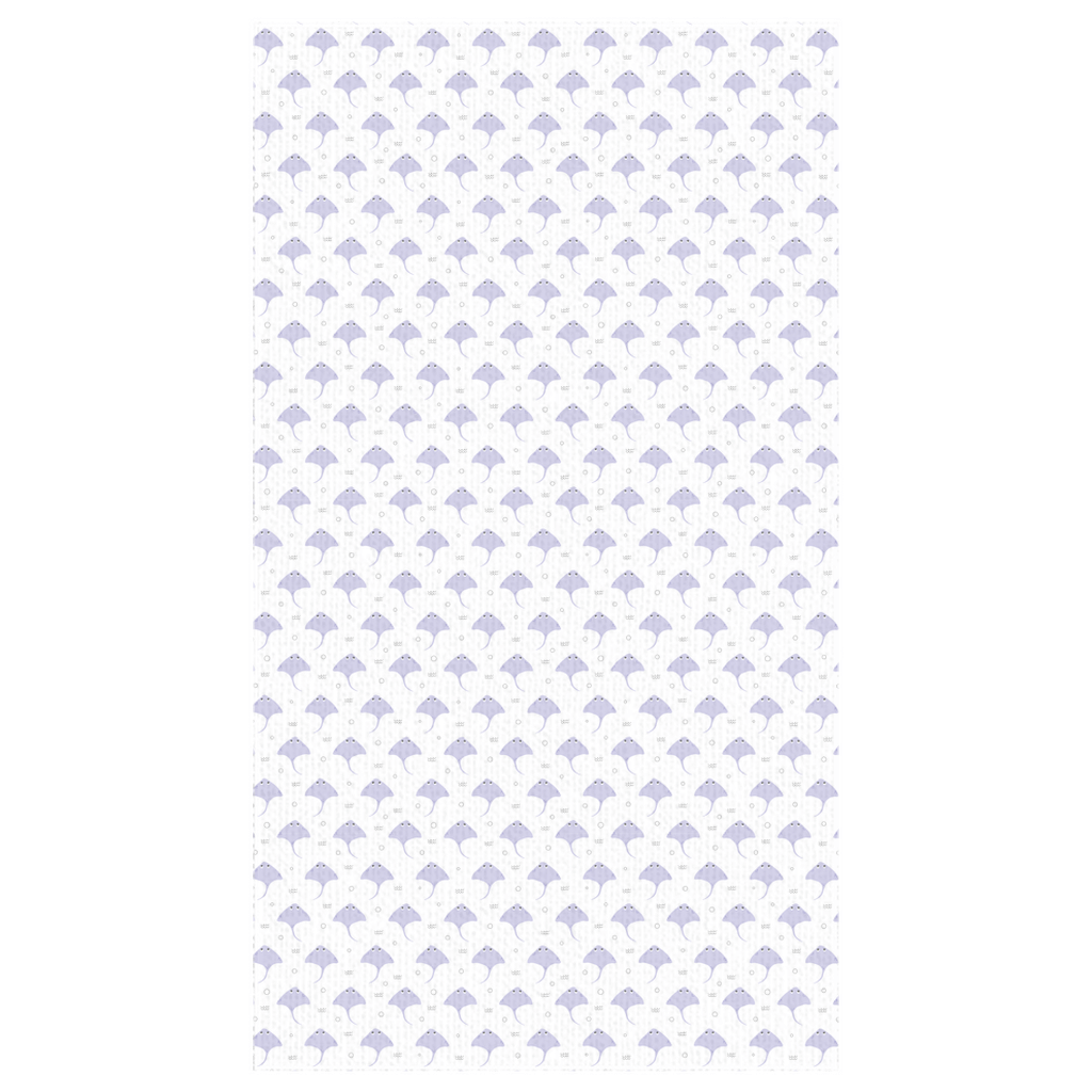 Purple Stingray tablecloth with marine-themed design, perfect for adding coastal flair to dining spaces.