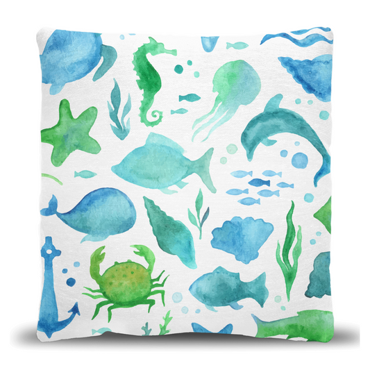 Underwater Watercolor Woven Pillow - madfishlab.com