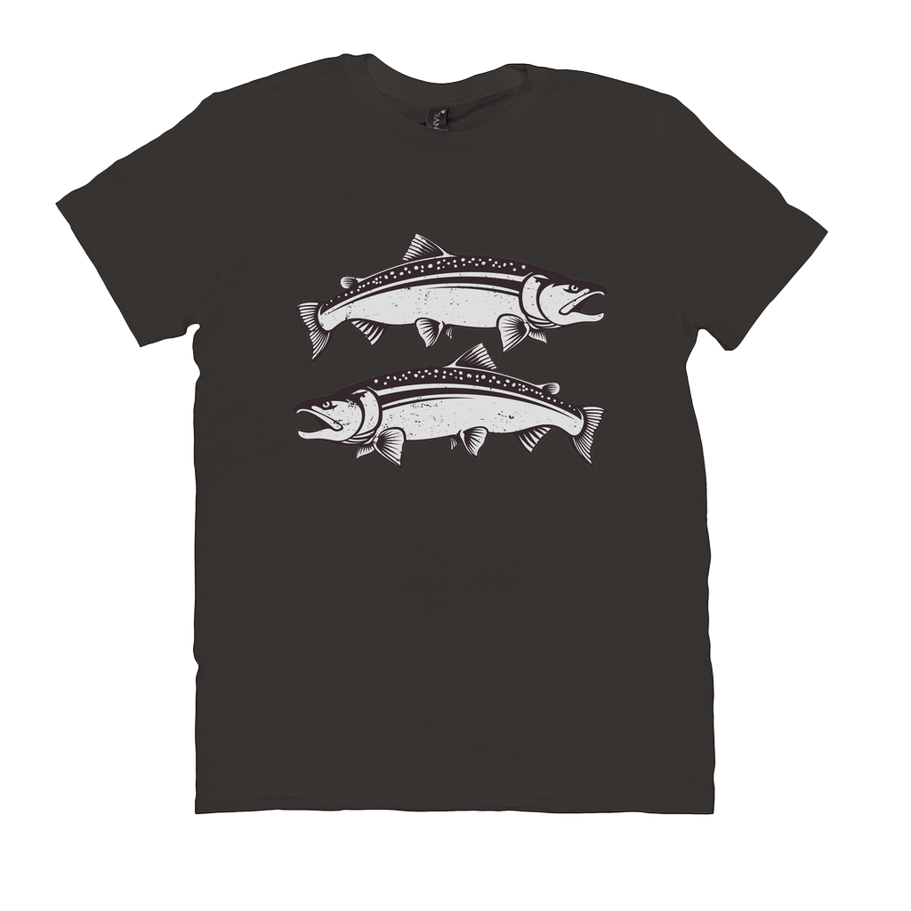 Black Coho Salmon T-Shirt with elegant fish design for fishing enthusiasts, 100% cotton and perfect for angling trips or casual wear