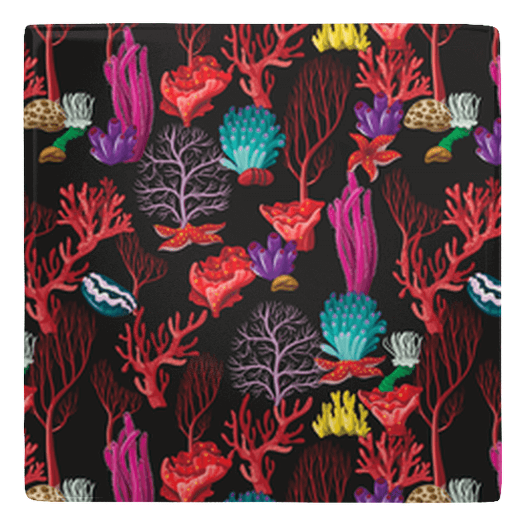 Colorful fish-shaped magnets with vibrant coral pattern for fun fridge décor.