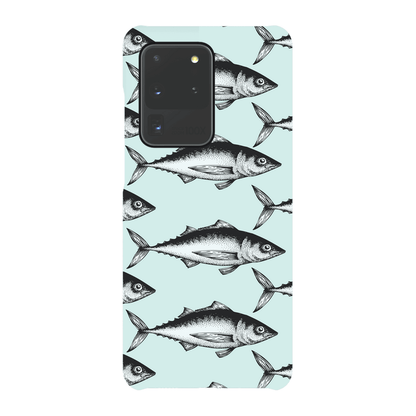 Smartphone case with fish pattern on a light blue background