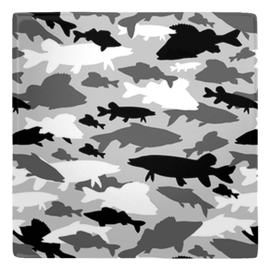 Grey fish camo pattern on metal magnet, perfect fish décor for home or office.