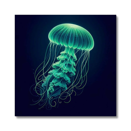 Glowing Green Jellyfish |Wrapped Canvas