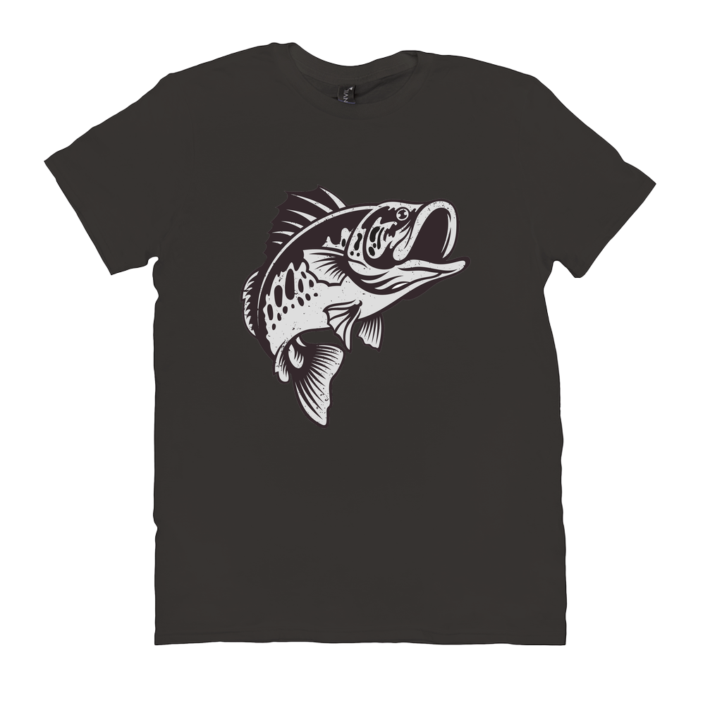 Smallmouth Bass T-Shirt with black and white fish design for anglers