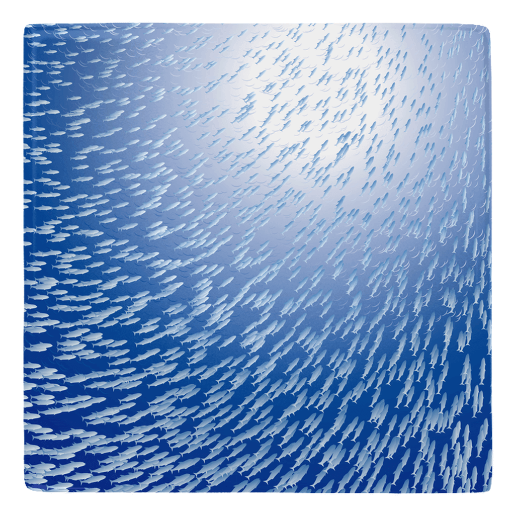 Sparkling shoaling fish art for fun kitchen magnets.