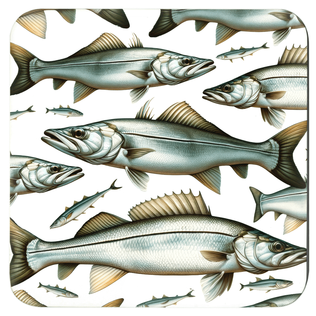 Decorative fishing coasters featuring Snook design, perfect as a unique drink coaster set for fish lovers.