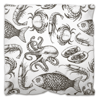 Seafood Sketch | Outdoor Pillow