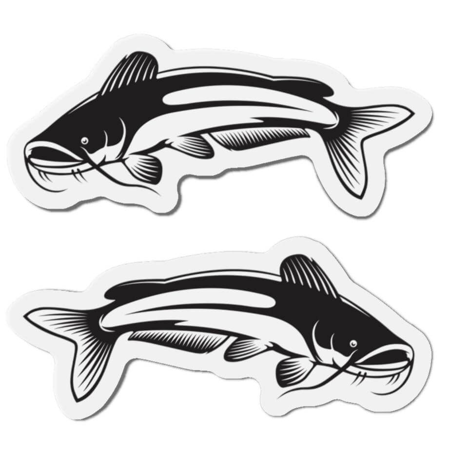 Catfish-shaped magnets with left and right-facing designs for fishing fans.