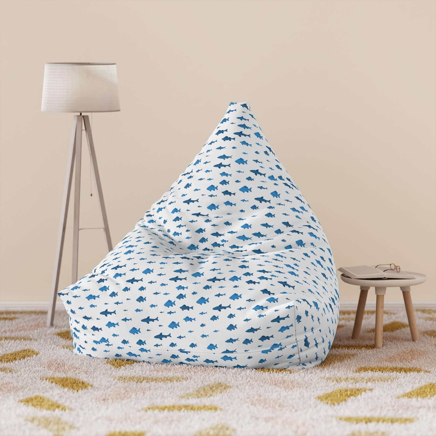 Fish and Shark White | Bean Bag Chair Cover