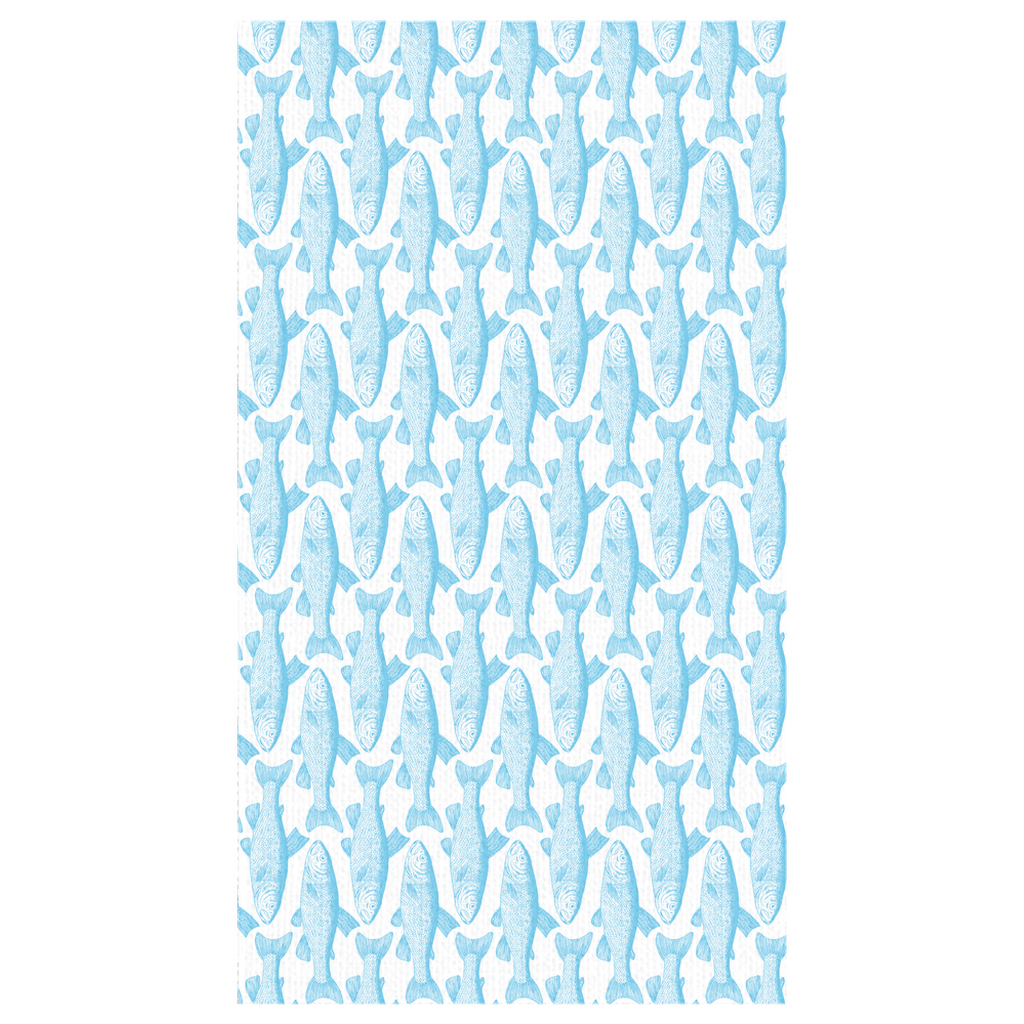 Blue Grayling Fish Tablecloth with aquatic pattern, perfect for adding charm to your dining room or outdoor table, durable and easy to clean