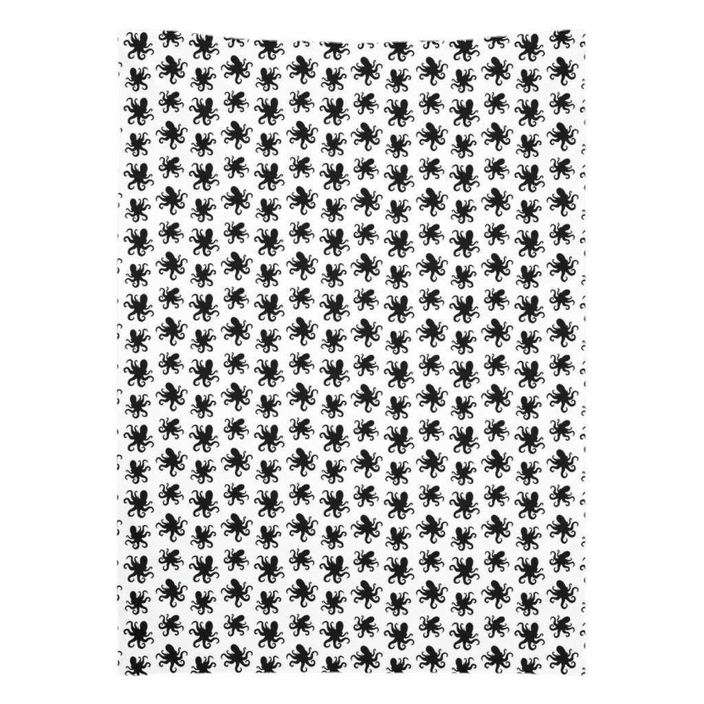 Octopus wall tapestry with black and white design, perfect for fish décor and adding a unique touch to any room.